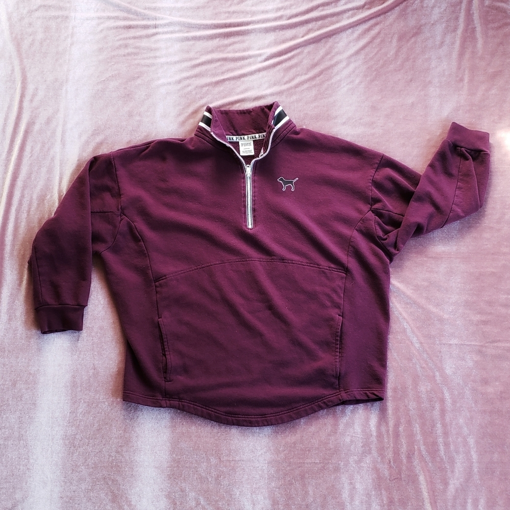 Victoria's Secret Pink Varsity Half Zip Cowl Sweatshirt